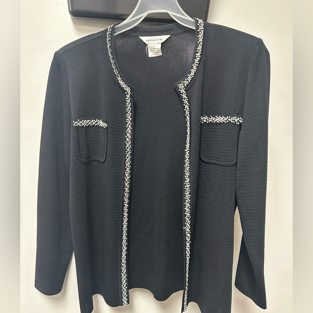 Exclusively Misook Sweater Black Size Large